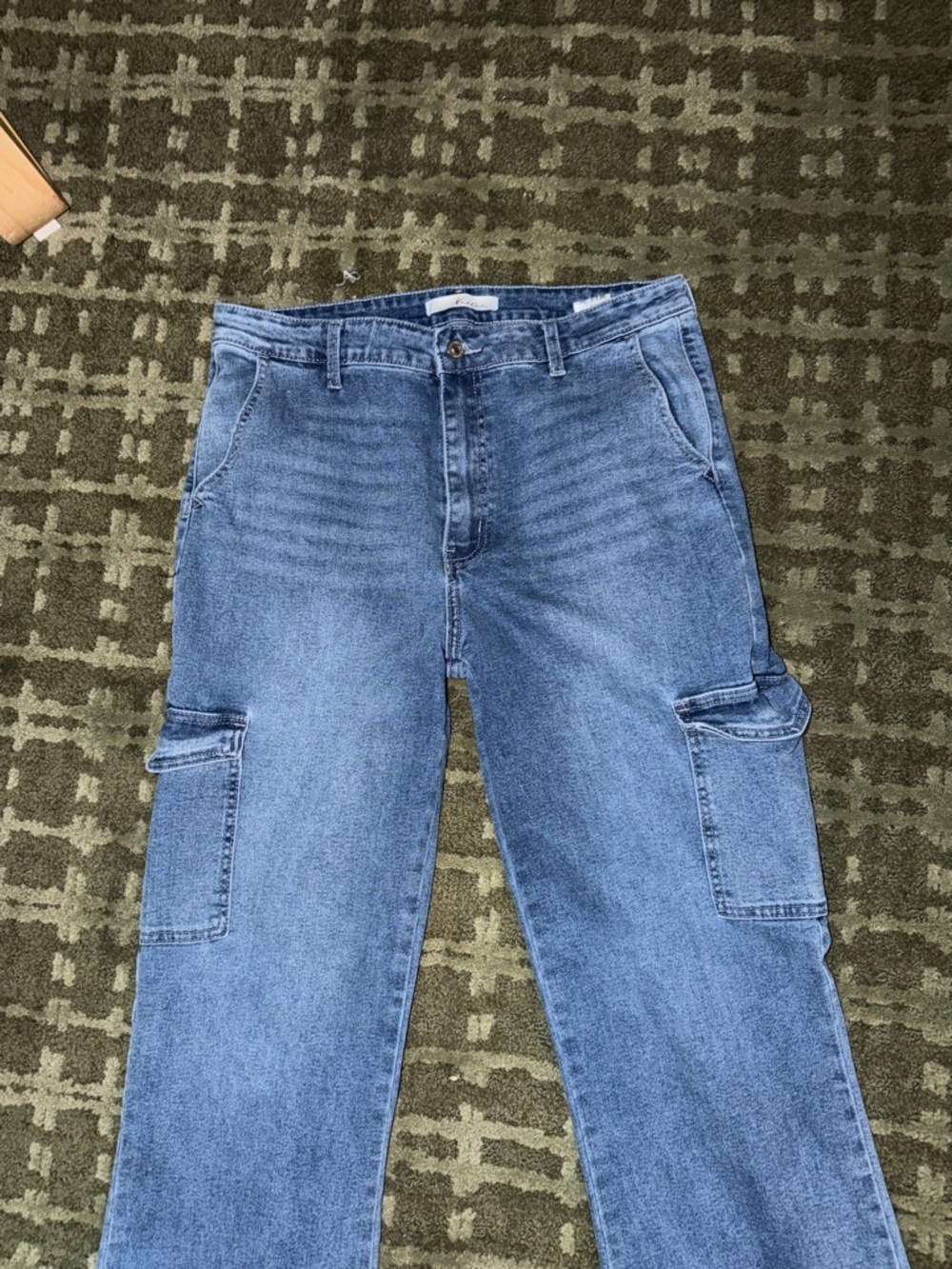 KanCan Medium Blue Cargo Flare Jeans Size 13 30 - Picture 2 of 8